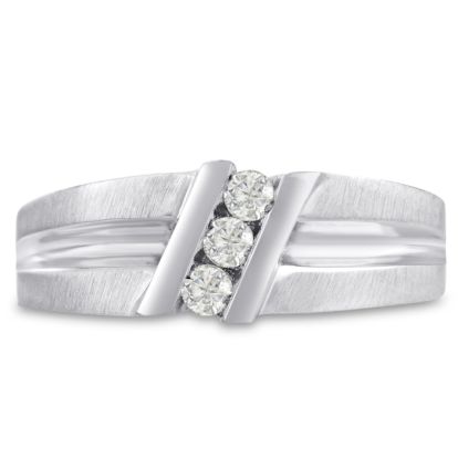 Men's 1/4ct Diamond Ring In 10K White Gold