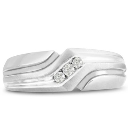 Men's 1/10ct Diamond Ring In 10K White Gold