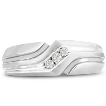 Men's 1/10ct Diamond Ring In 14K White Gold