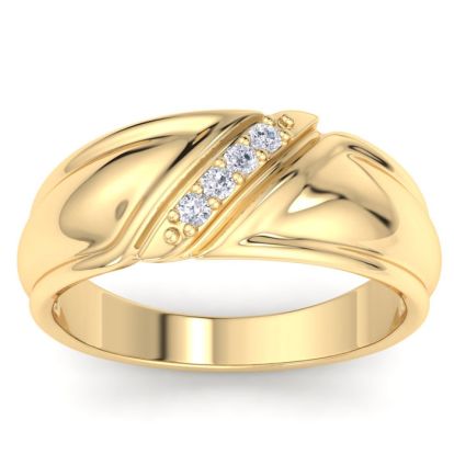 Men's 1/10ct Diamond Ring In 14K Yellow Gold
