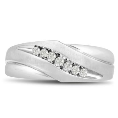 Men's 1/10ct Diamond Ring In 10K White Gold