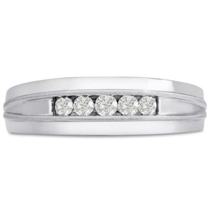 Men's 1/5ct Diamond Ring In 14K White Gold