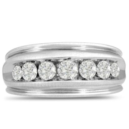 Men's 1ct Diamond Ring In 14K White Gold