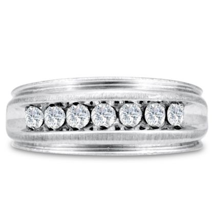 Men's 1/2ct Diamond Ring In 10K White Gold