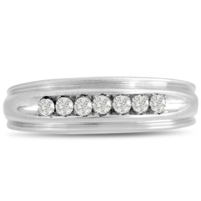 Men's 1/4ct Diamond Ring In 10K White Gold