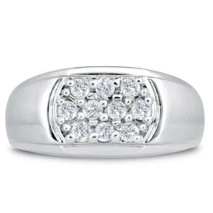 Men's 1/2ct Diamond Ring In 14K White Gold