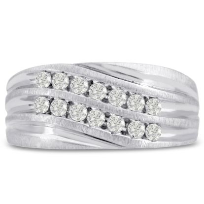 Men's 1/2ct Diamond Ring In 10K White Gold