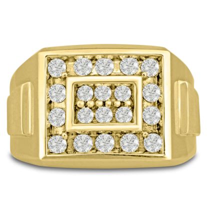 Men's 1ct Diamond Ring In 10K Yellow Gold