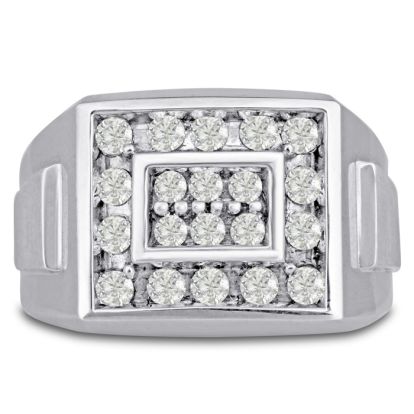 Men's 1ct Diamond Ring In 14K White Gold