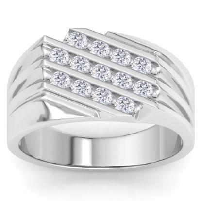 Men's 1/2ct Diamond Ring In 14K White Gold