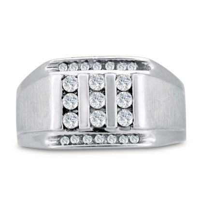 Men's 1/2ct Diamond Ring In 10K White Gold