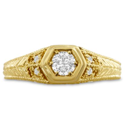 Antique 1/3ct Diamond Engagement Ring In 14 Karat Yellow Gold