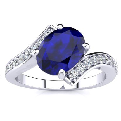 1 1/5ct Oval Sapphire And Diamond Ring In 14 Karat White Gold