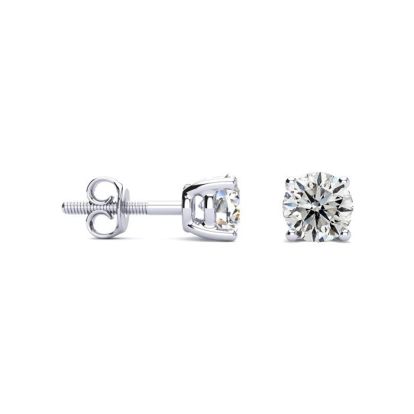 1 Carat Diamond Stud Earrings In 14 Karat White Gold