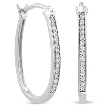 1/4ct Diamond Oval Hoop Earrings.  Amazing Oval Shaped Style!