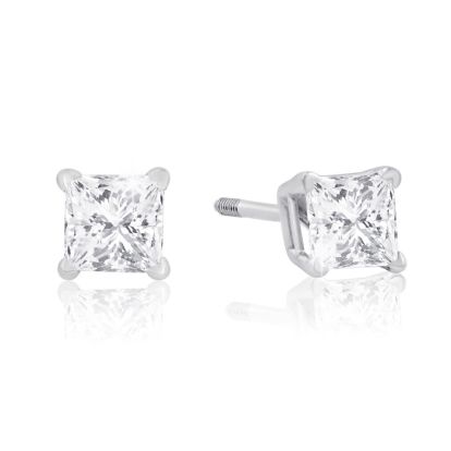 1/2ct Princess Diamond Stud Earrings in 14k White Gold