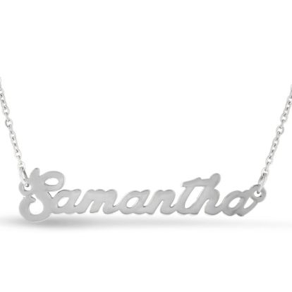 Samantha Nameplate Necklace In Silver