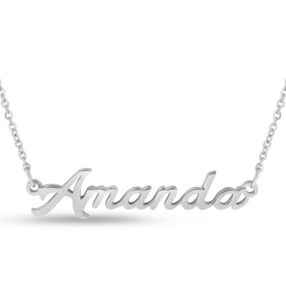 Amanda Nameplate Necklace In Silver