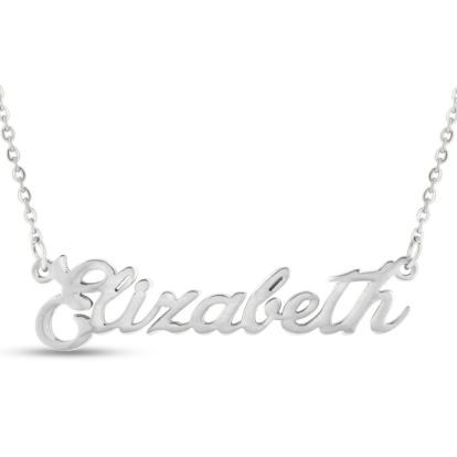 Elizabeth Nameplate Necklace In Silver
