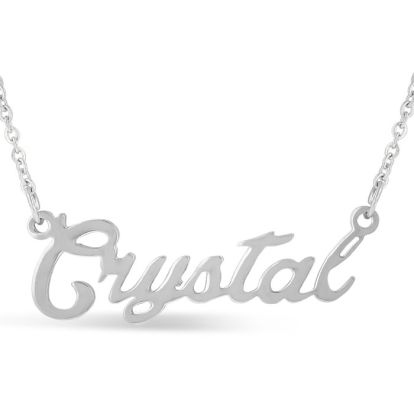 Crystal Nameplate Necklace In Silver