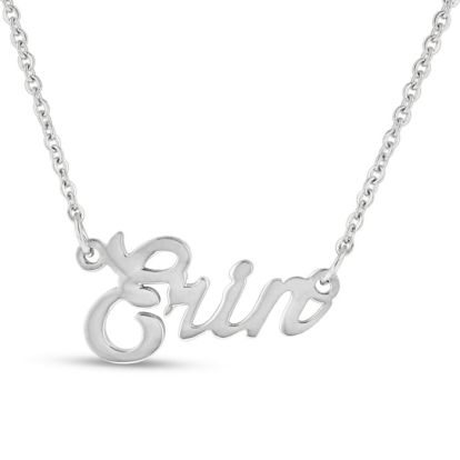Erin Nameplate Necklace In Silver