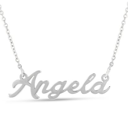 Angela Nameplate Necklace In Silver