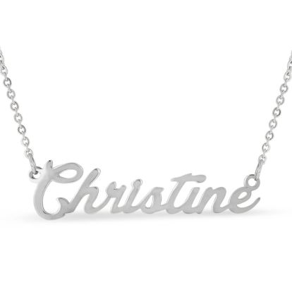 Christine Nameplate Necklace In Silver