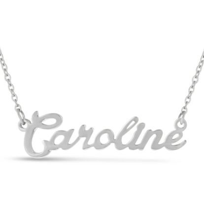 Caroline Nameplate Necklace In Silver