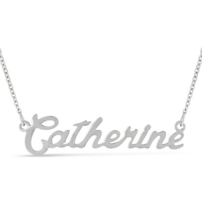 Catherine Nameplate Necklace In Silver