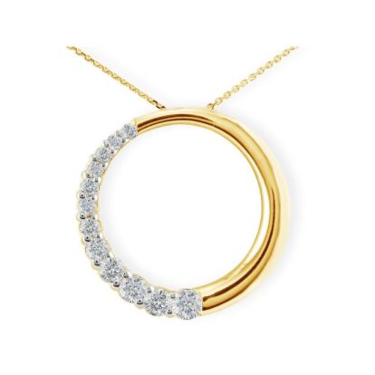 1/4ct Circle Style Journey Diamond Pendant, 14k Yellow Gold