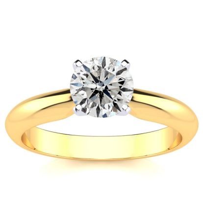 1 Carat Diamond Round Engagement Rings In 14K Yellow Gold