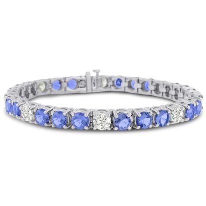 16 Carat Tanzanite and Diamond Bracelet In 14 Karat White Gold