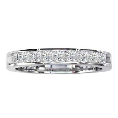 1/4 Carat Princess Diamond Wedding Band In 14 Karat White Gold