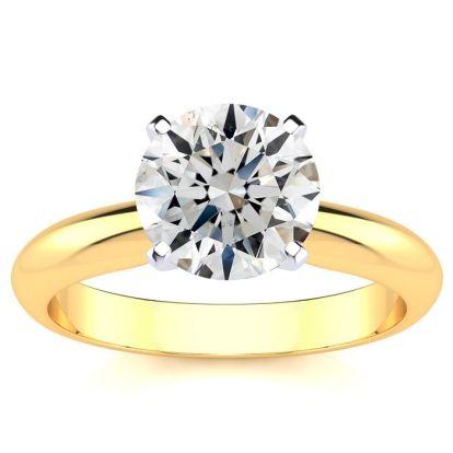 Round Engagement Rings, 2 Carat Diamond Solitaire Engagement Ring Crafted In 14K Yellow Gold
