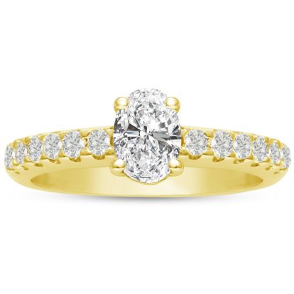 1 1/3ct Oval Diamond Engagement Ring Crafted in 14 Karat Yellow Gold