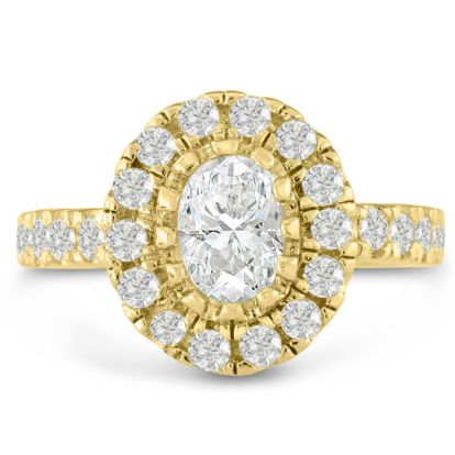 1 1/2 Carat Oval Halo Diamond Engagement Ring in 14 Karat Yellow Gold