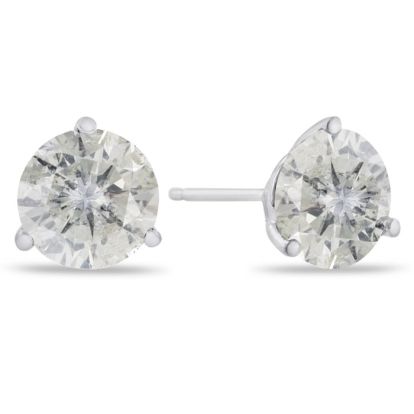 2 Carat Round Shape Diamond Martini Stud Earrings In 14 Karat White Gold