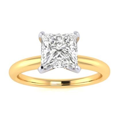 1 Carat Princess Cut Diamond Solitaire Engagement Ring In 14K Yellow Gold