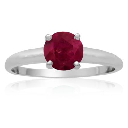 1 Carat Ruby Solitaire Engagement Ring In 14 Karat White Gold