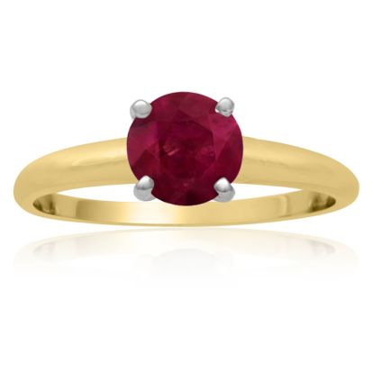 1 Carat Ruby Solitaire Engagement Ring In 14 Karat Yellow Gold