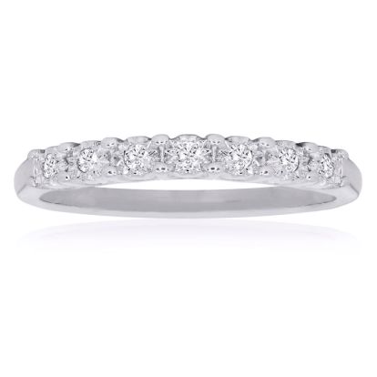 1/10 Carat Diamond Band With U Prongs in Sterling Silver