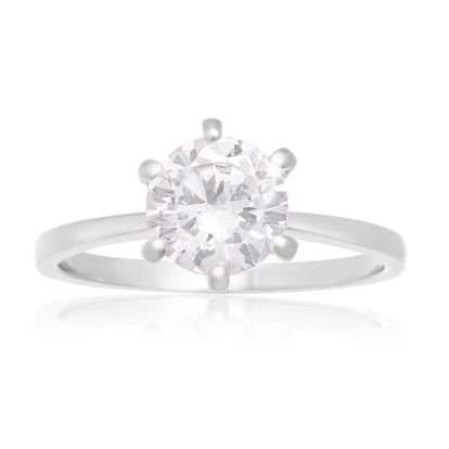 1 1/2 Carat 6 Prong Crystal Engagement Ring