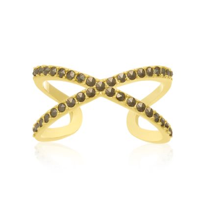 Yellow Gold Marcasite X Ring