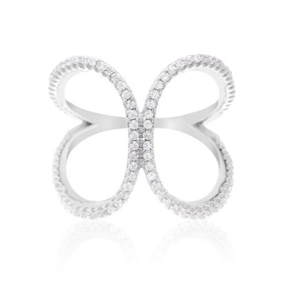 Sterling Silver Cubic Zirconia Kiss Ring