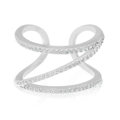 Sterling Silver Cubic Symmetrical Band Open Shank Ring