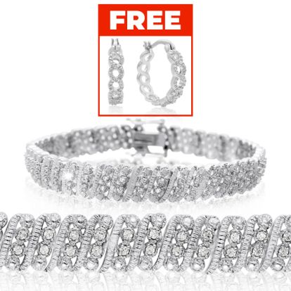 1 Carat Four Row Diamond Bracelet, Platinum Overlay, 7 Inches 