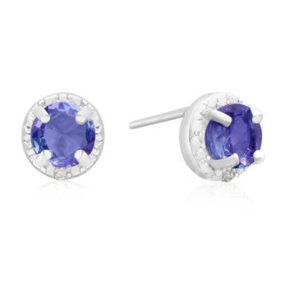 1ct Tanzanite and Diamond Halo Earrings
