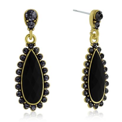 Passiana Drop Crystal Earrings, Black