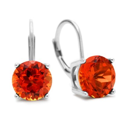 5 1/2ct Created Padparadscha Sapphire Drop Earrings
