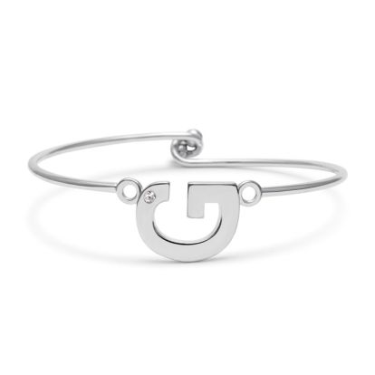 "G" Initial Bangle Bracelet With Cubic Zirconia Accent